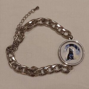 Black Cat Charm Cabochon Bracelet